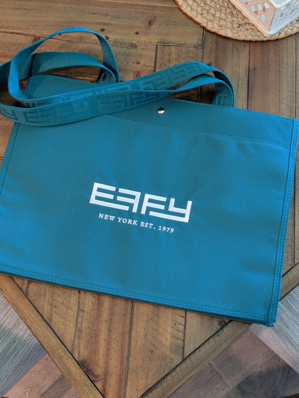 EFFY New York Teal Canvas Tote Bag with Logo